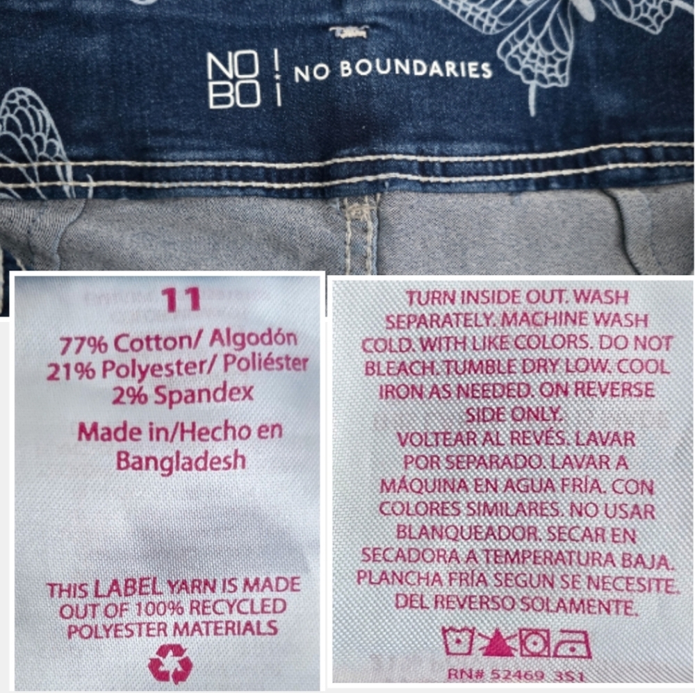 No Boundaries 🦋 Blue Denim Shorts, Size 11 Juniors' - Picture 5 of 11